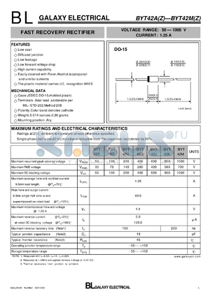 BYT42K datasheet - FAST RECOVERY RECTIFIER