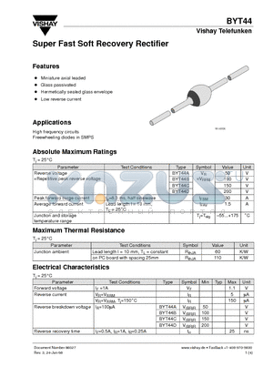 BYT44 datasheet - Super Fast Soft Recovery Rectifier