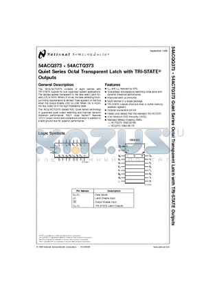 54ACTQ373D datasheet - Quiet Series Octal Transparent Latch with TRI-STATE Outputs