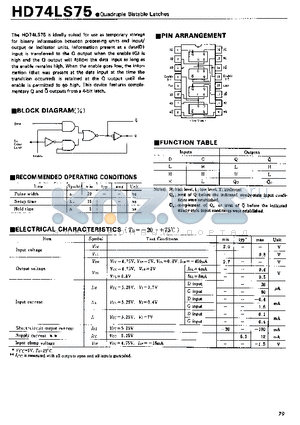 74LS75 datasheet - Quadruple Bistable Latches