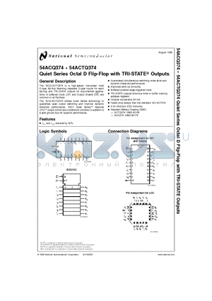 54ACTQ374L datasheet - Quiet Series Octal D Flip-Flop with TRI-STATE Outputs