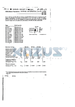 BC121 datasheet - npn silicon transistors