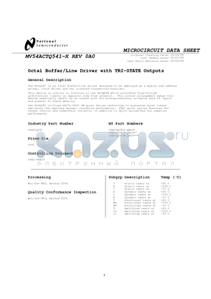 54ACTQ541W-QMLV datasheet - Octal Buffer/Line Driver with TRI-STATE Outputs