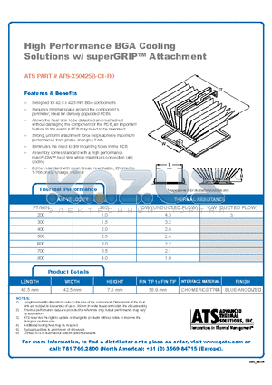 ATS-X50425B-C1-R0 datasheet - High Performance BGA Cooling