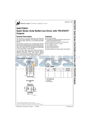 54ACTQ541 datasheet - Quiet Series Octal Buffer/Line Driver with TRI-STATE Outputs