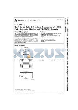 54ACTQ657SD datasheet - Quiet Series Octal Bidirectional Transceiver with 8-Bit Parity Generator/Checker and TRI-STATE Outputs