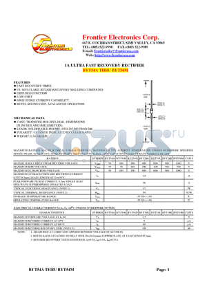 BYT54A datasheet - 1A ULTRA FAST RECOVERY RECTIFIER