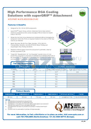 ATS-X53300B-C1-R0 datasheet - High Performance BGA Cooling Solutions with superGRIP Attachment