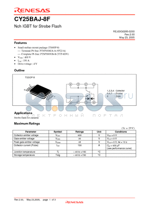 CY25BAJ-8F-T13 datasheet - Nch IGBT for Strobe Flash