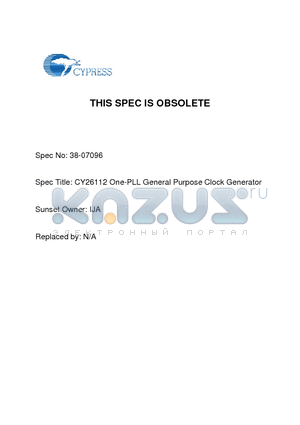 CY26112 datasheet - One-PLL General Purpose Clock Generator