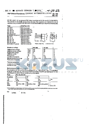 BC161 datasheet - PNP SILICON TRANSISTORS