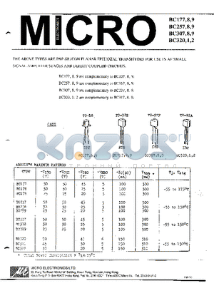 BC177 datasheet - PNP SILICON PLANAR EPITAXIAL TRANSISTOR