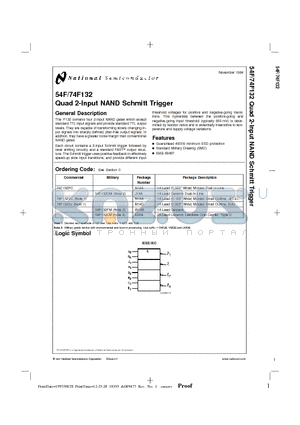 54F132LM datasheet - Quad 2-Input NAND Schmitt Trigger