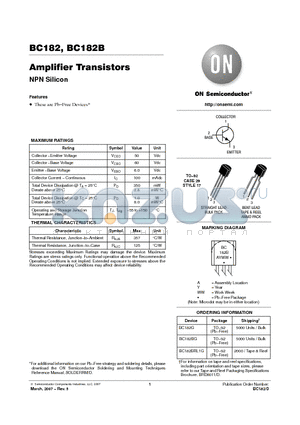 BC182BRL1G datasheet - Amplifier Transistors Amplifier Transistors