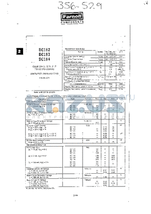 BC184 datasheet - AMPLIFIER TRANSISTOR(NPN)