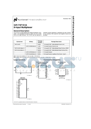 54F151ALM datasheet - 8-Input Multiplexer
