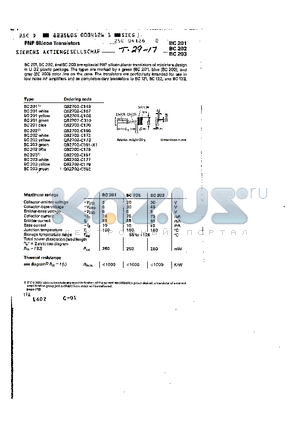 BC203 datasheet - PNP SILICON TRANSISTOR