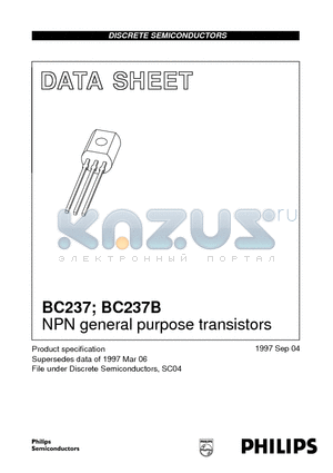 BC237 datasheet - NPN general purpose transistors