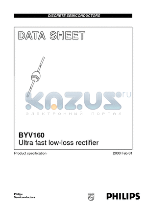 BYV160 datasheet - Ultra fast low-loss rectifier