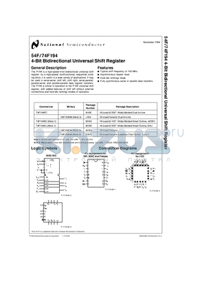 54F194 datasheet - 4-Bit Bidirectional Universal Shift Register