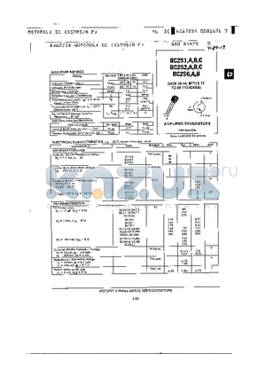 BC252 datasheet - AMPLIFIER TRANSISTORS PNP SILICON