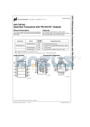 54F243DCX datasheet - Quad Bus Transceiver with TRI-STATE Outputs
