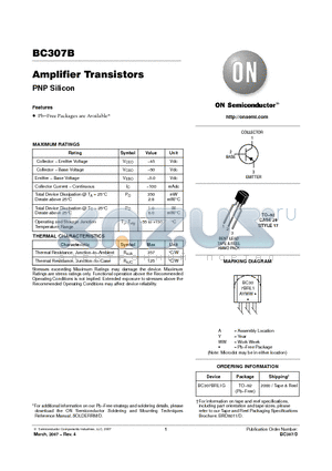 BC307BRL1G datasheet - Amplifier Transistors PNP Silicon