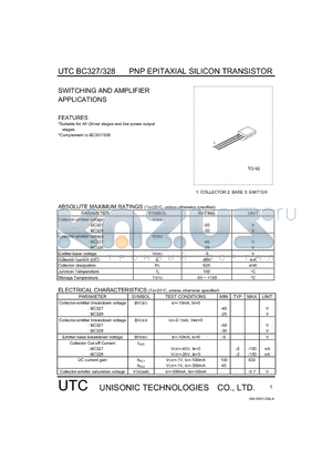 BC327 datasheet - SWITCHING AND AMPLIFIER APPLICATIONS