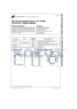 54F410 datasheet - Register Stack16 x 4 RAM TRI-STATEE Output Register