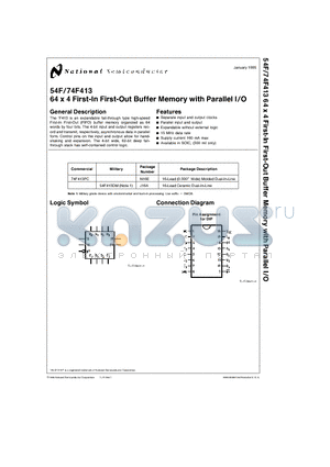 54F413 datasheet - 64 x 4 First-In First-Out Buffer Memory with Parallel I/O