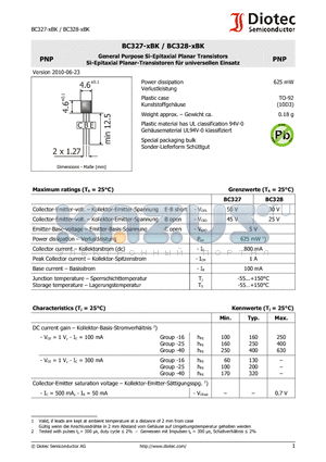 BC327-XBK datasheet - General Purpose Si-Epitaxial Planar Transistors