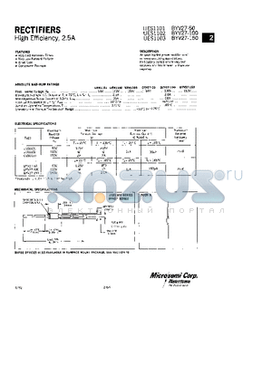 BYV27-50 datasheet - RECTIFIERS