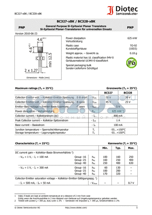 BC328-XBK datasheet - General Purpose Si-Epitaxial Planar Transistors