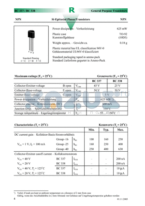 BC337 datasheet - Si-Epitaxial PlanarTransistors