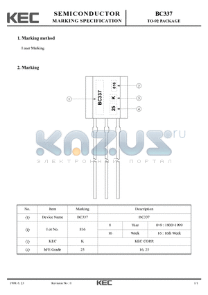 BC337 datasheet - TO-92 PACKAGE