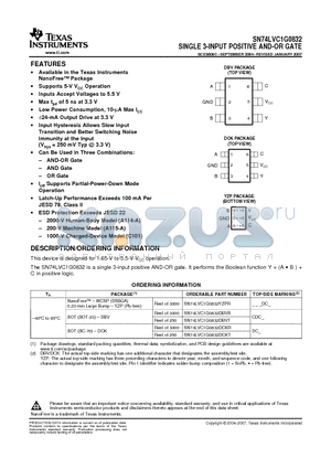 74LVC1G0832DBVRE4 datasheet - SINGLE 3-INPUT POSITIVE AND-OR GATE