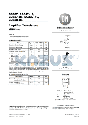 BC337-16G datasheet - Amplifier Transistors NPN Silicon