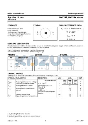 BYV29F-500 datasheet - Rectifier diodes ultrafast