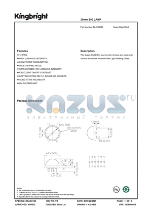 DLA-6SRD datasheet - 20mm BIG LAMP