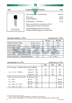 BC337-25 datasheet - Si-Epitaxial PlanarTransistors