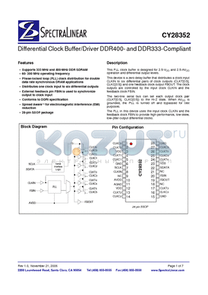 CY28352OC datasheet - Differential Clock Buffer/Driver DDR400- and DDR333-Compliant