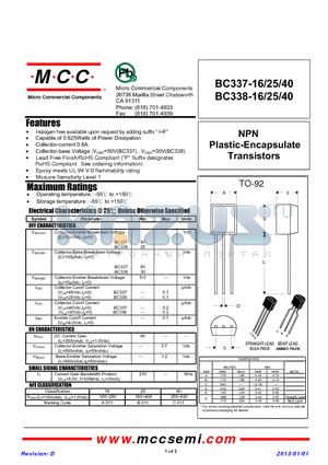 BC337-AP datasheet - NPN Plastic-Encapsulate Transistors