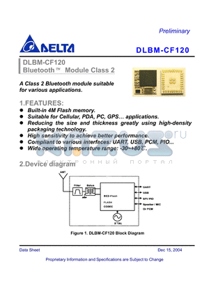 DLBM-CF120 datasheet - Bluetooth Module Class 2