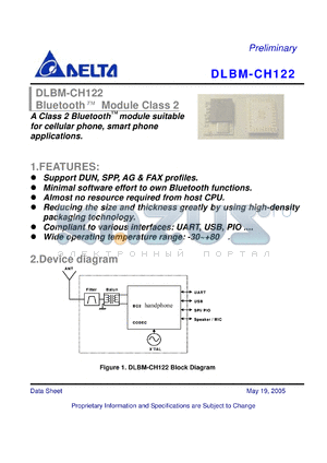 DLBM-CH122 datasheet - Bluetooth Module Class 2