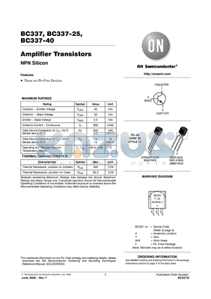 BC337G datasheet - Amplifier Transistors