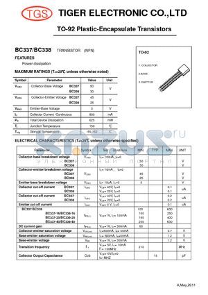 BC338 datasheet - TO-92 Plastic-Encapsulate Transistors (NPN)
