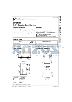 54FCT138D datasheet - 1-of-8 Decoder/Demultiplexer