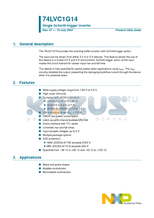 74LVC1G14GM datasheet - Single Schmitt-trigger inverter