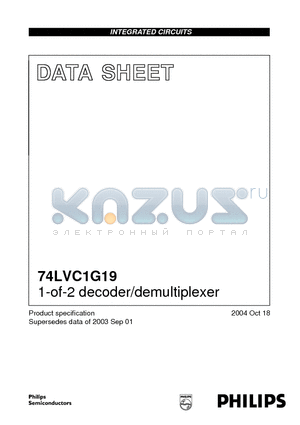 74LVC1G19 datasheet - 1-of-2 decoder/demultiplexer