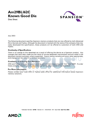 AM29BL162C_03 datasheet - 16 Megabit (1 M x 16-Bit) CMOS 3.0 Volt-only, Burst-Mode, Boot Sector Flash Memory-Die Revision 1